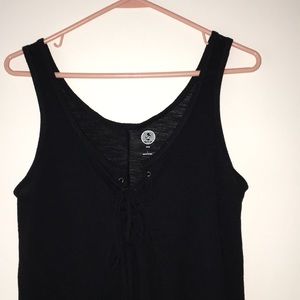 Black Lace Up Swing Tank Top